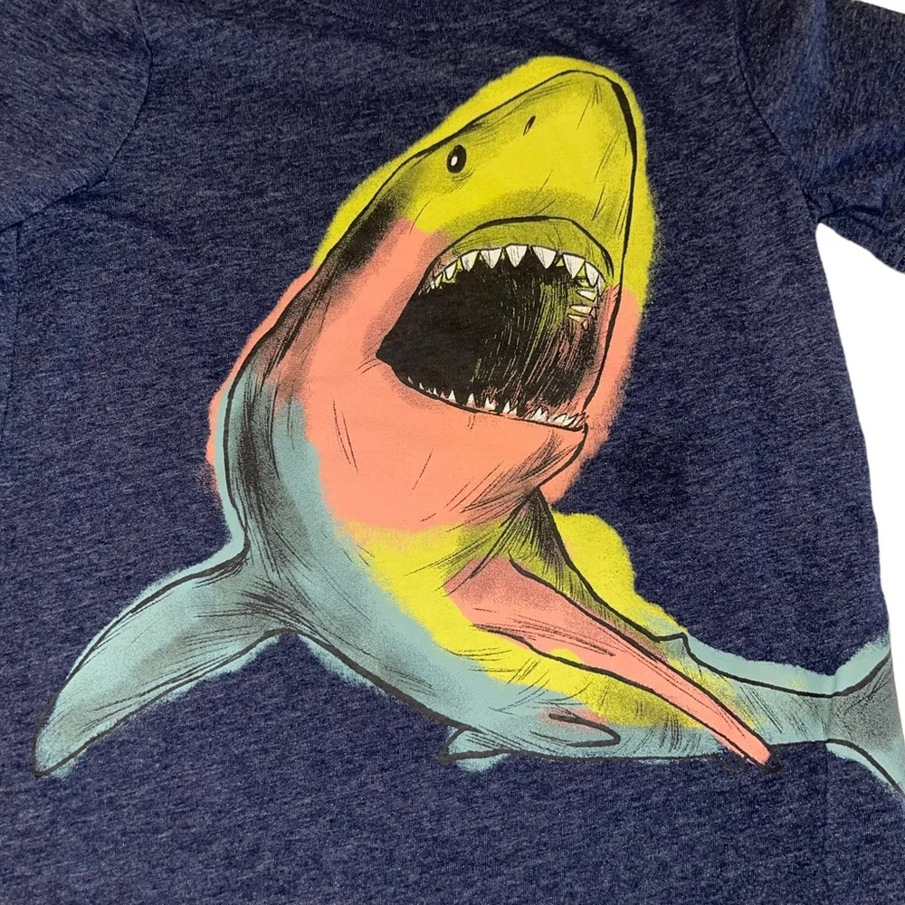 Carter's Boys Navy Blue Multicolor Shark‎ Shirt Size 7 EUC